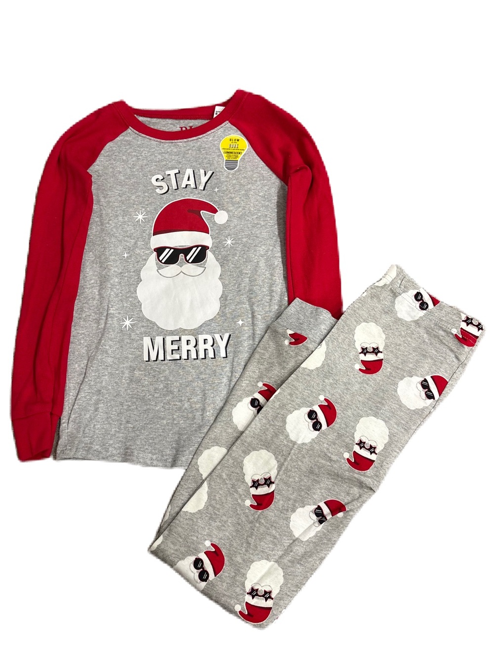 Children's Place Gray & Red 'Stay Merry' Santa Pajama Set - Size 8
